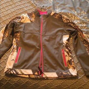 Yukon Gear Dark Gray & Light Pink Camouflage Lined Fleece Jacket Coat